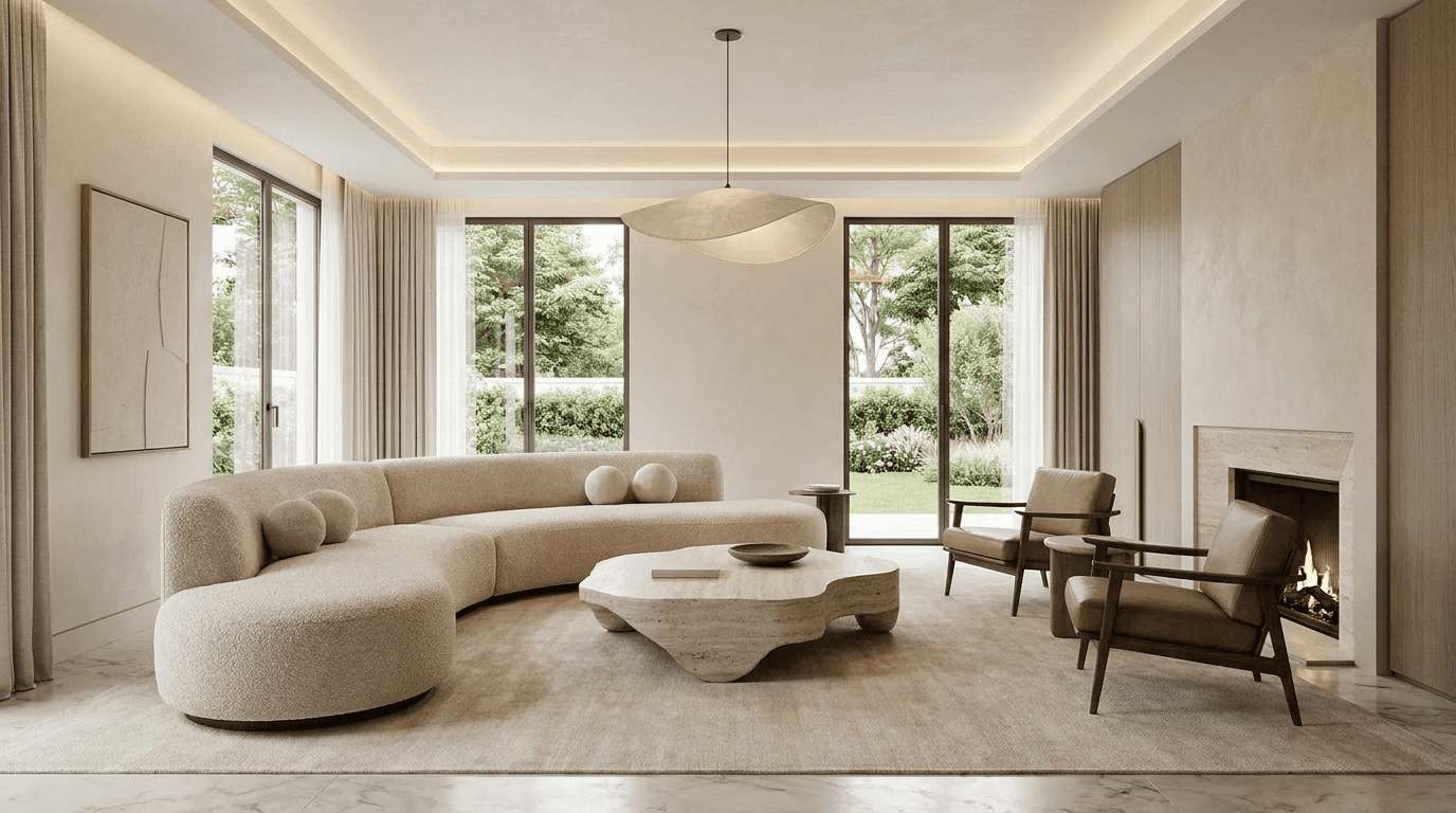 Interior contemporáneo sereno y luminoso